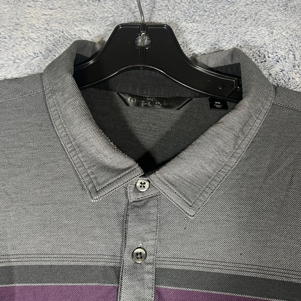 TravisMathew Mens XXL TPC San Antonio Pima Cotton Blend Golf Polo Black Grey - Picture 2 of 16